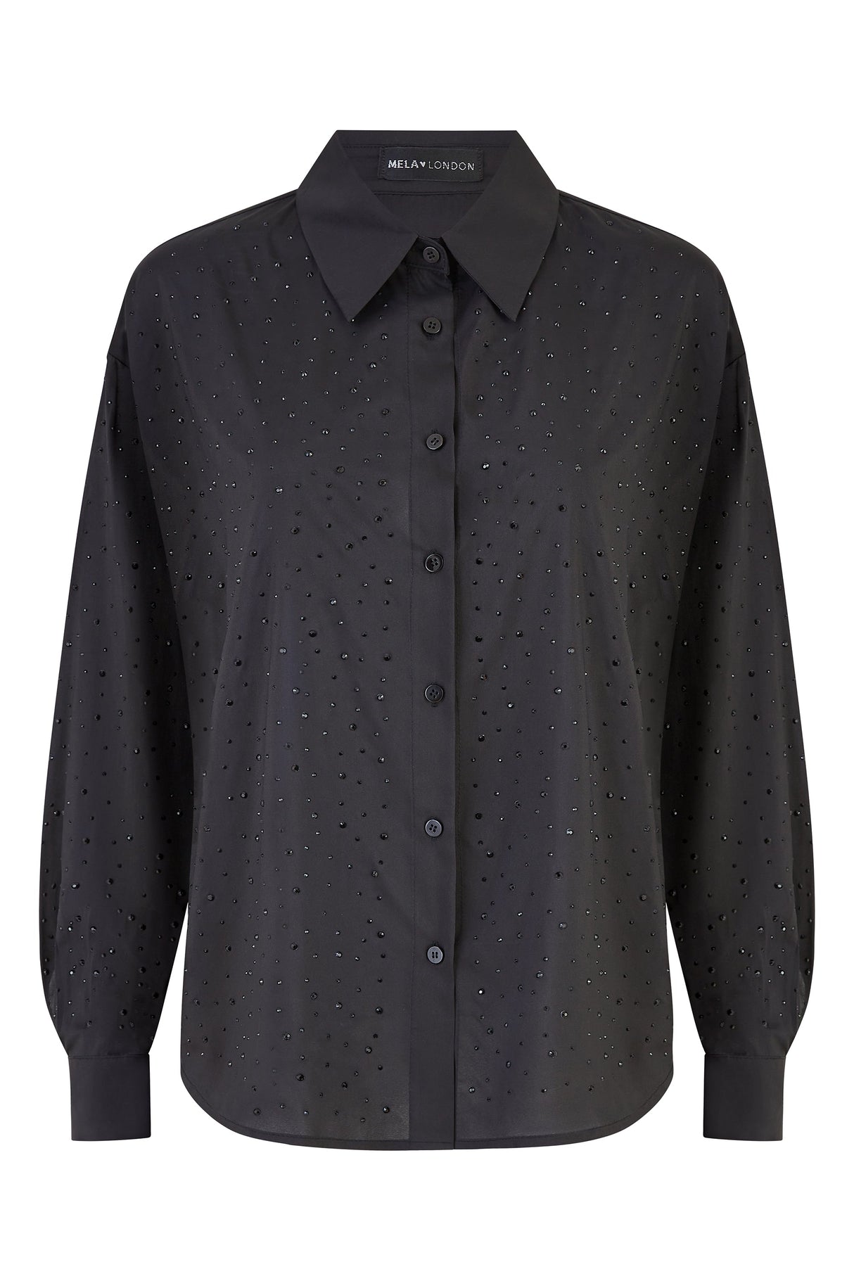 Mela Black All Over Gem Long Sleeve Shirt