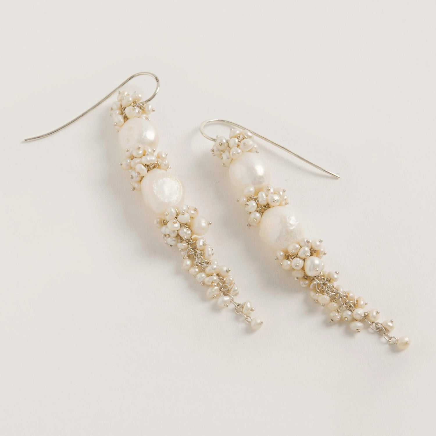 Silver Baroque Pearl Long Drops