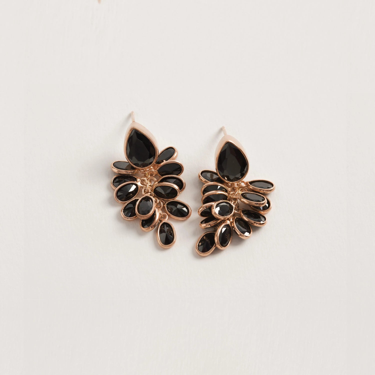 Petite Black and Rose Gold Crystal Drops