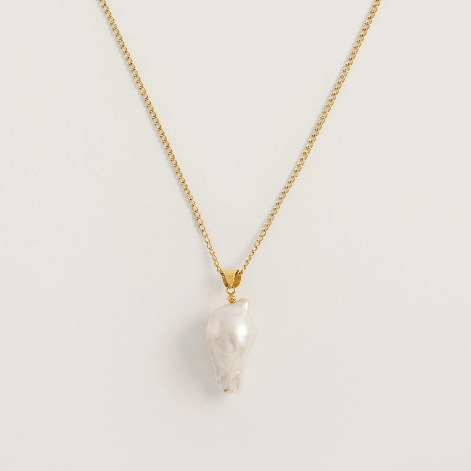 Large Baroque Pearl Gold Plated Necklace