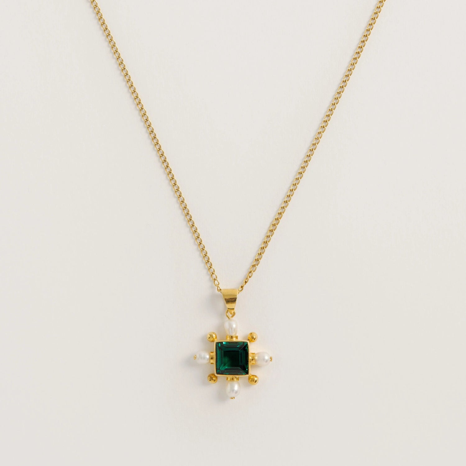 Green Quartz Cross Necklace