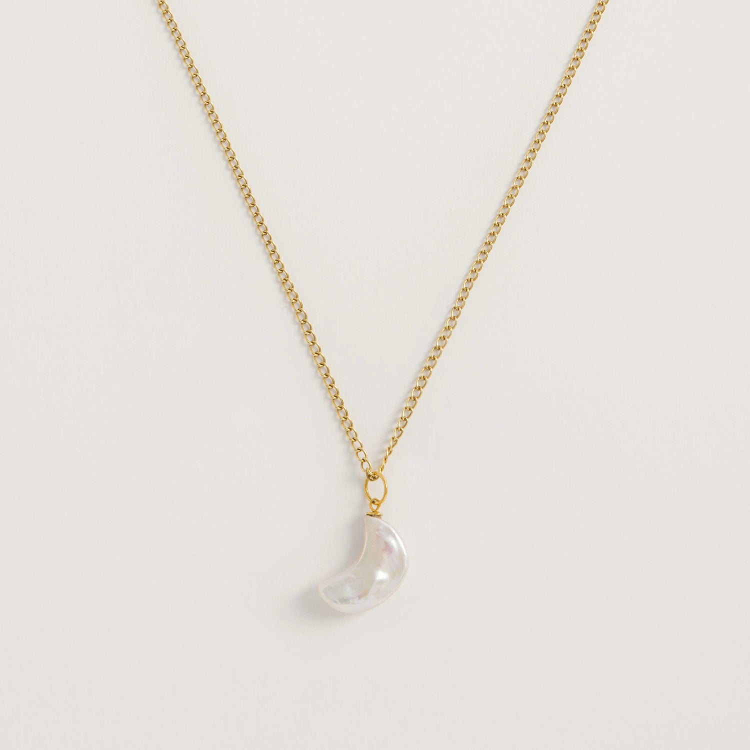 Moon Pearl Necklace Gold Plated