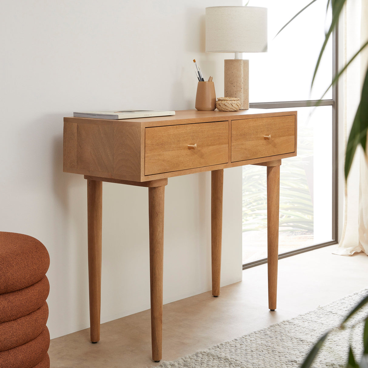 Scandinavian Light Walnut Oslo Console, Dressing Table, and Desk