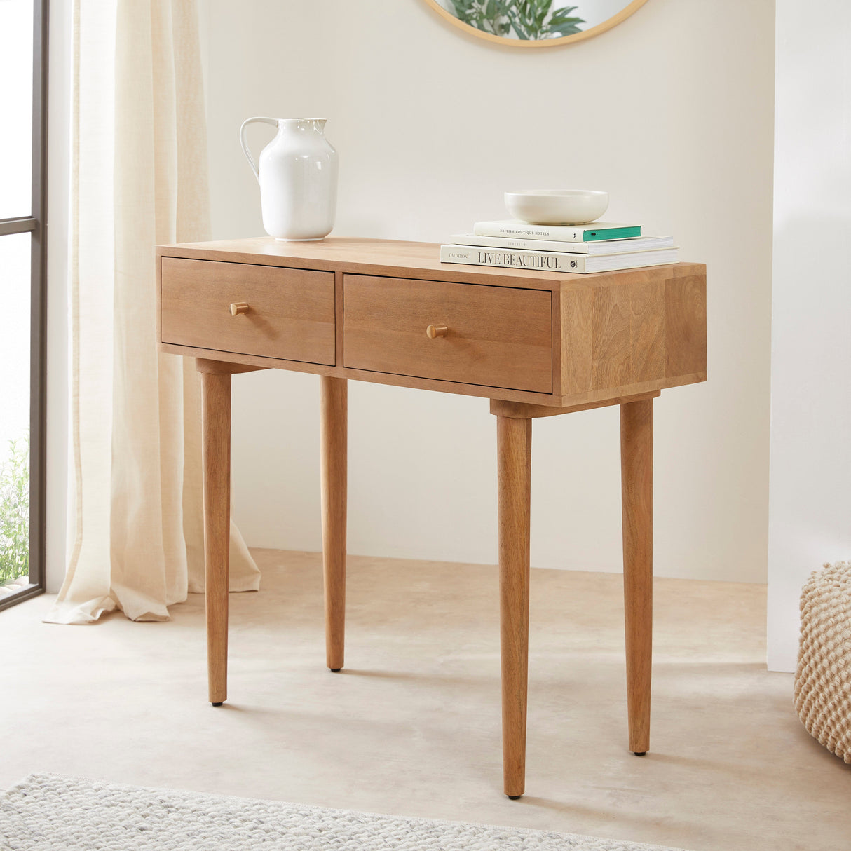 Scandinavian Light Walnut Oslo Console, Dressing Table, and Desk