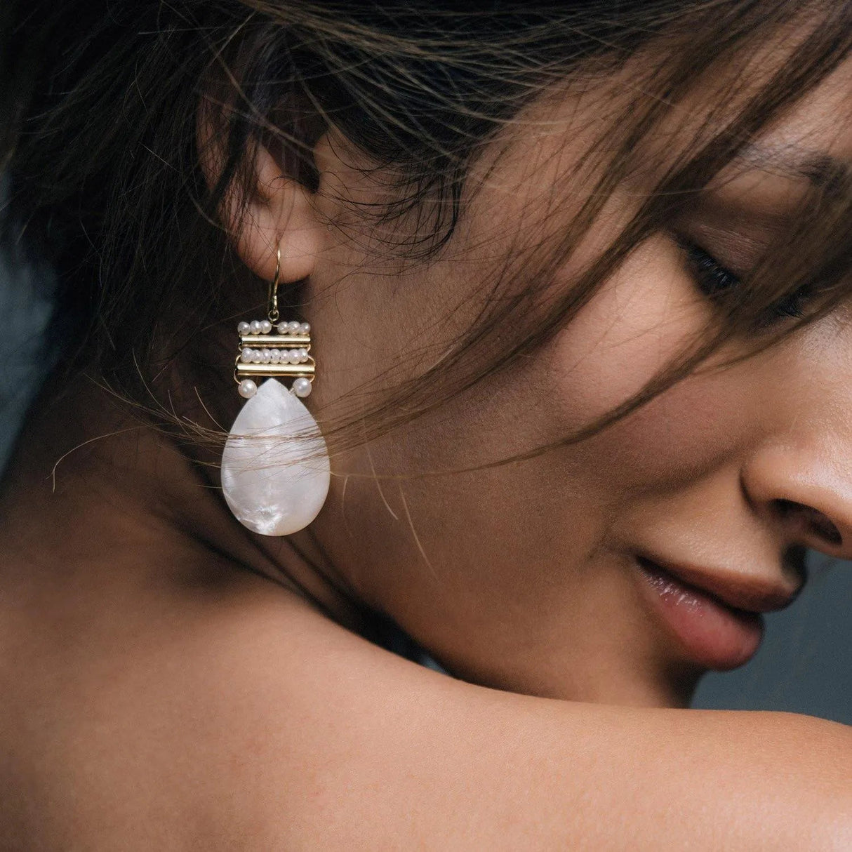 Pearl and Mother of Pearl Pear Drops