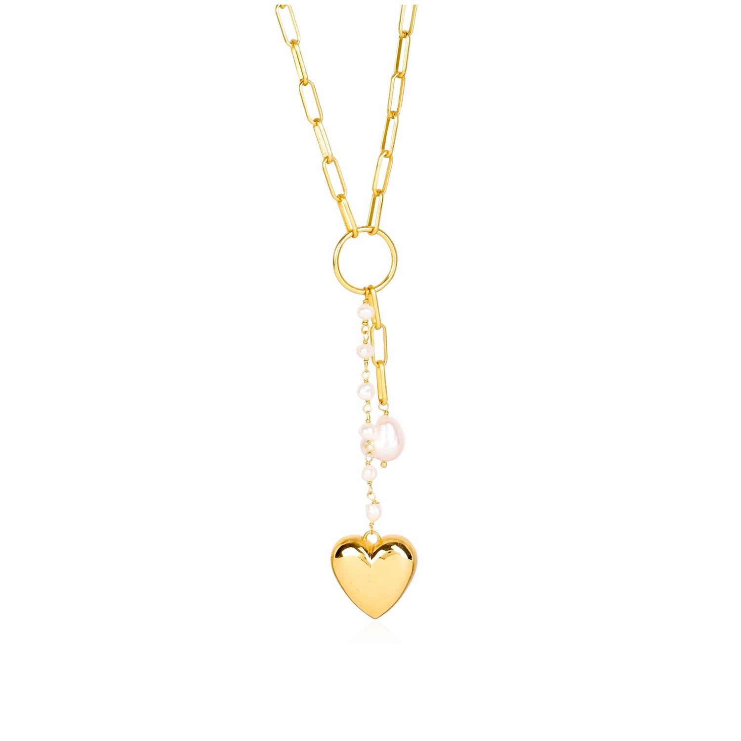 Pearl Heart  Drop Necklace