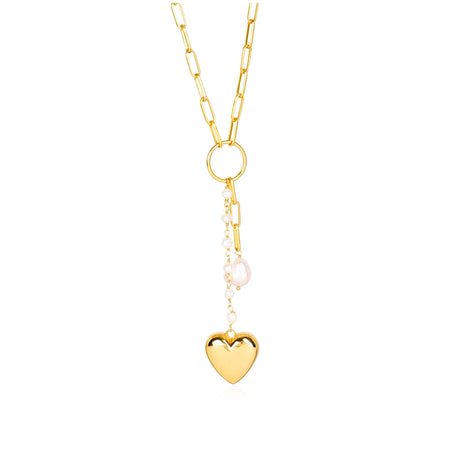 Pearl Heart  Drop Necklace