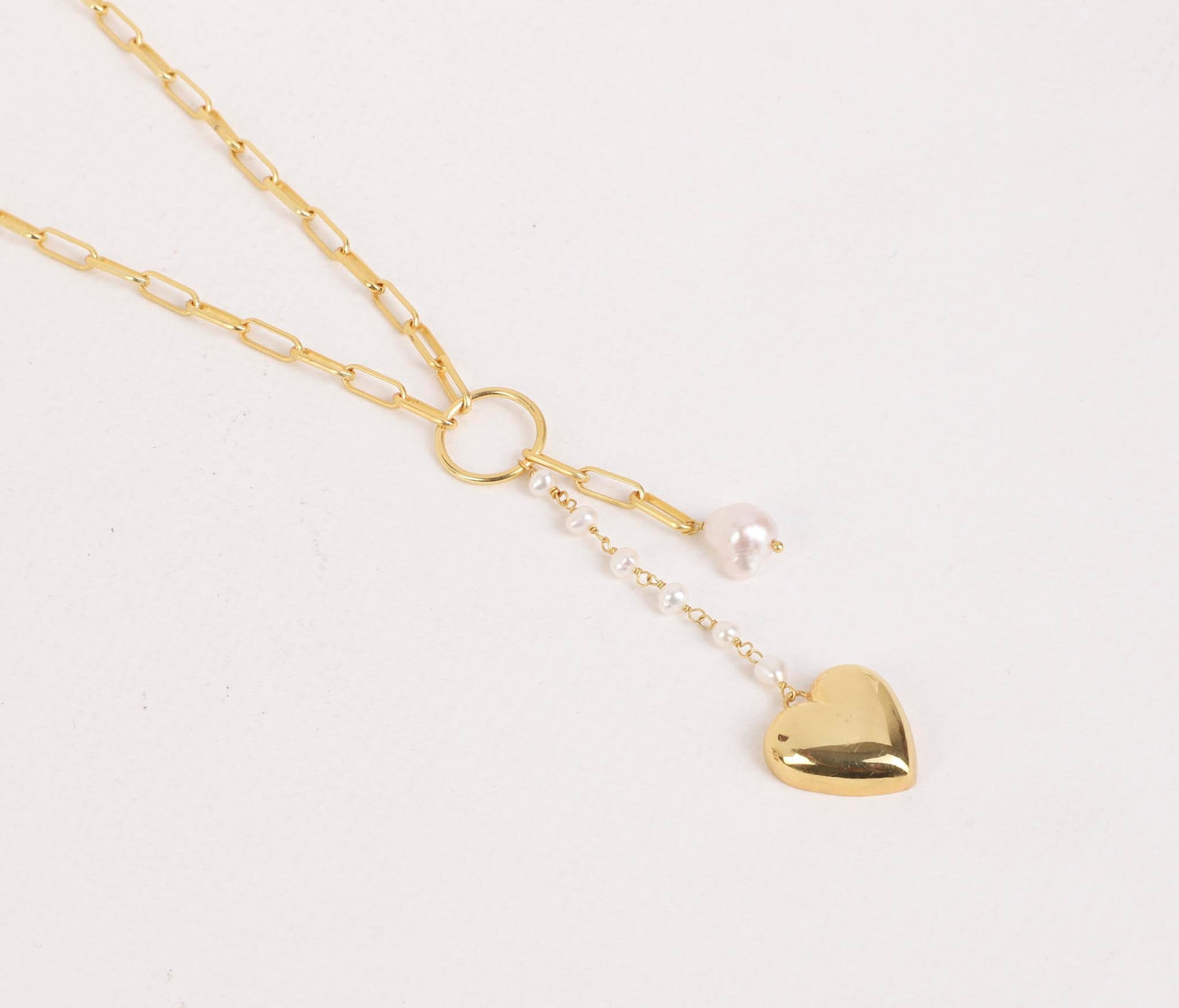Pearl Heart  Drop Necklace