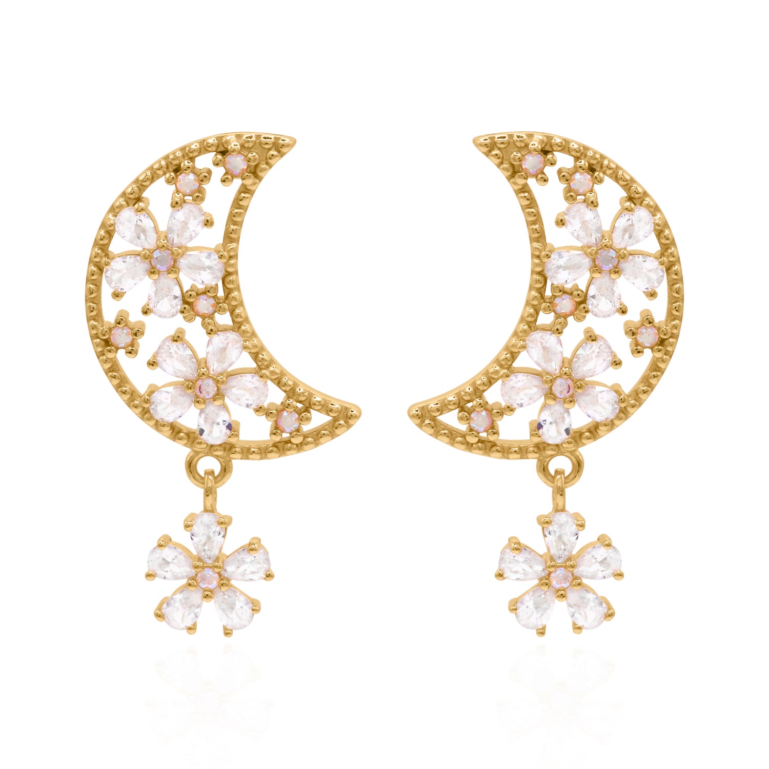 Posie Flower Moon Earrings | 18k Gold Plated