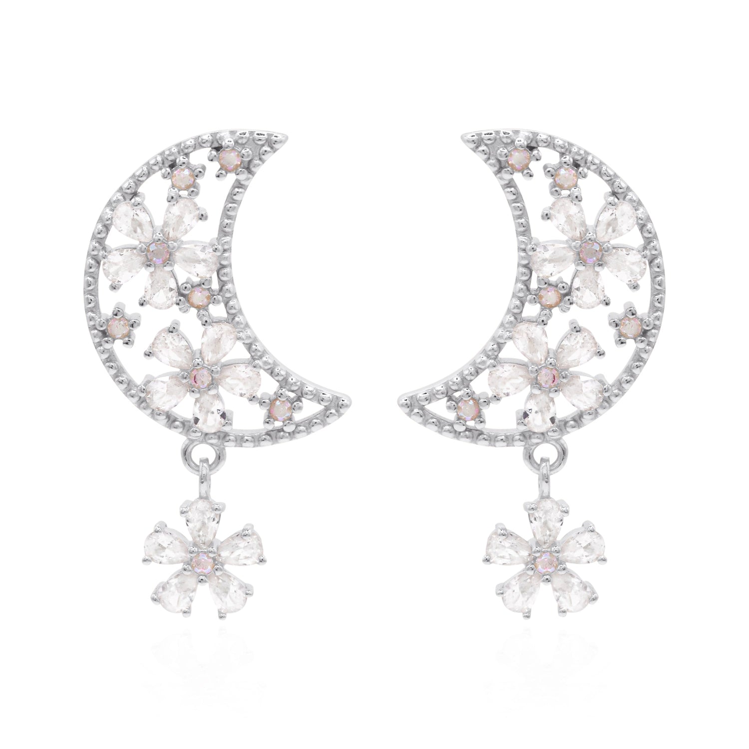 Posie Flower Moon Earrings | 925 Sterling Silver
