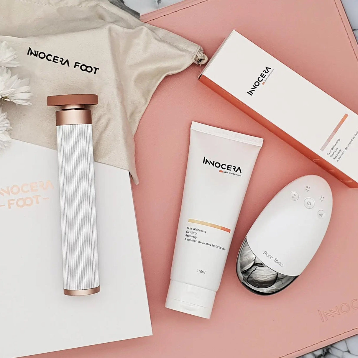 Spring Update Set!  Includes Radiance Pod Skin Tightener, Face-Up Gel and Foot Exfoliating Tool