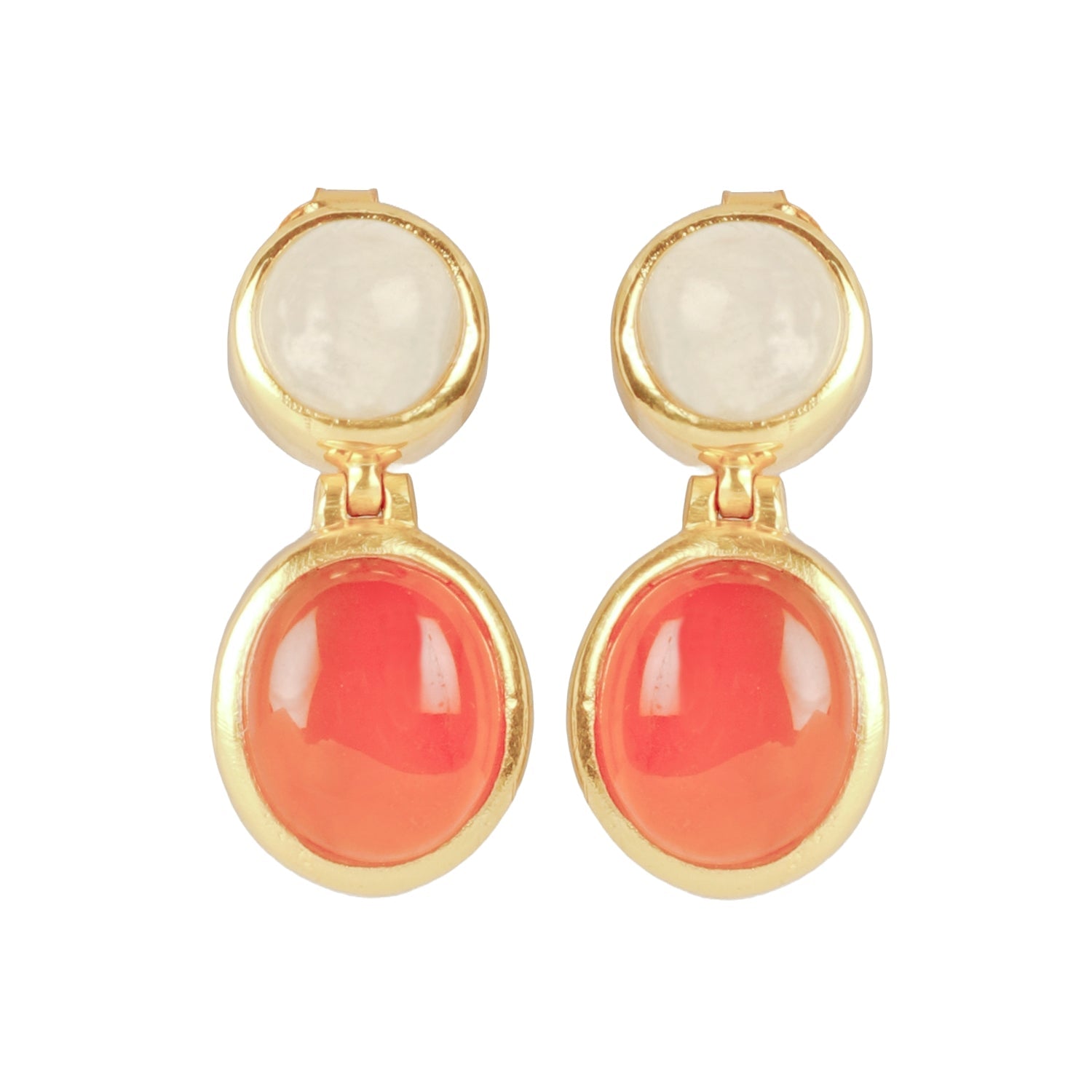 Red Carnelian and Moonstone Earring
