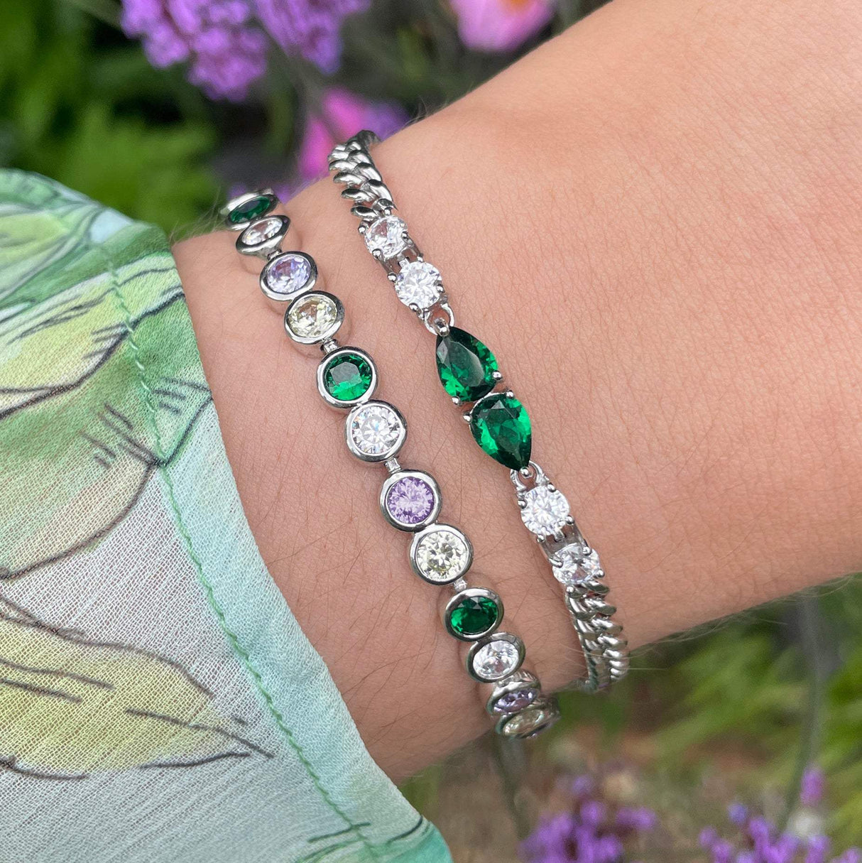 Dotty Tennis Bracelet, Popsicle & Silver