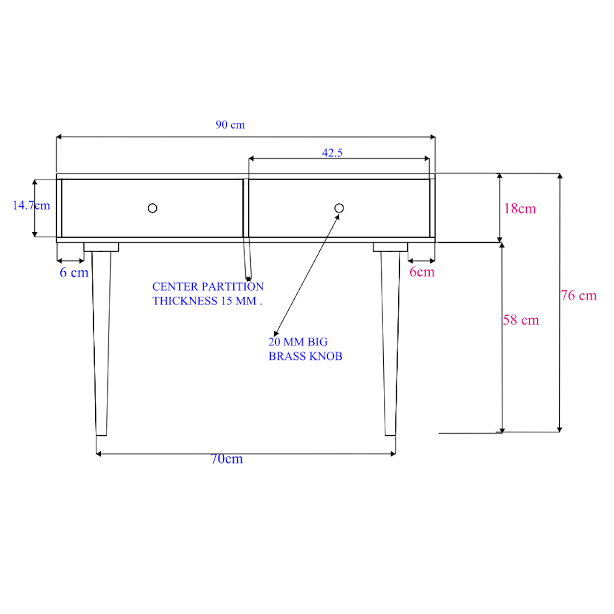 Scandinavian Light Walnut Oslo Console, Dressing Table, and Desk