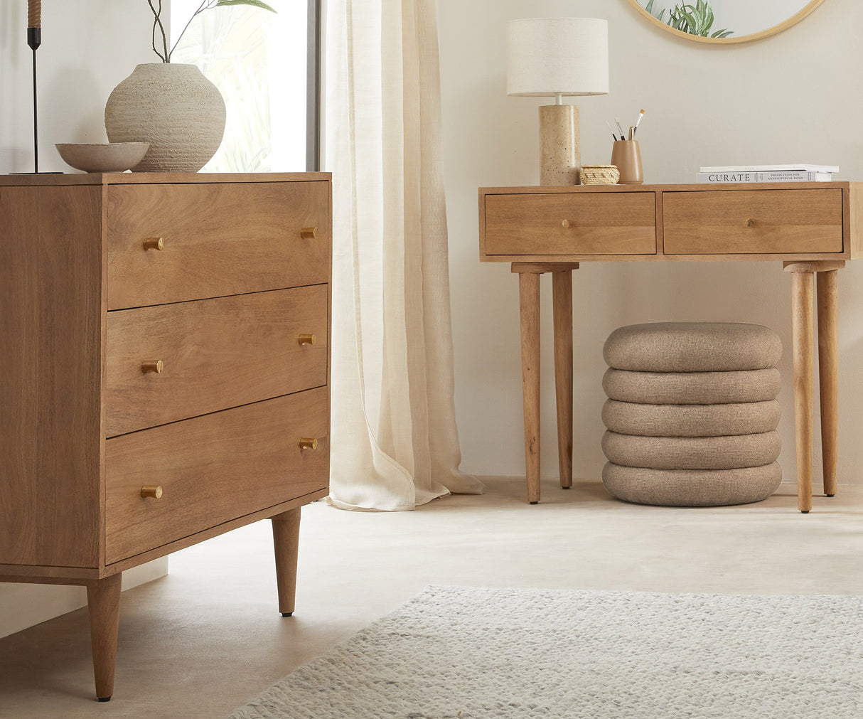 Scandinavian Light Walnut Oslo Console, Dressing Table, and Desk