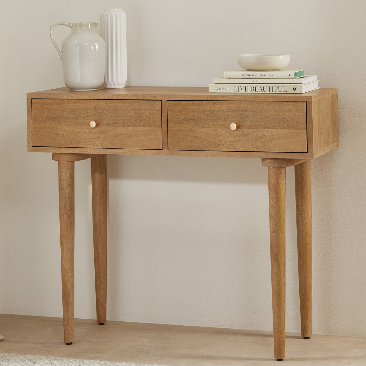 Scandinavian Light Walnut Oslo Console, Dressing Table, and Desk