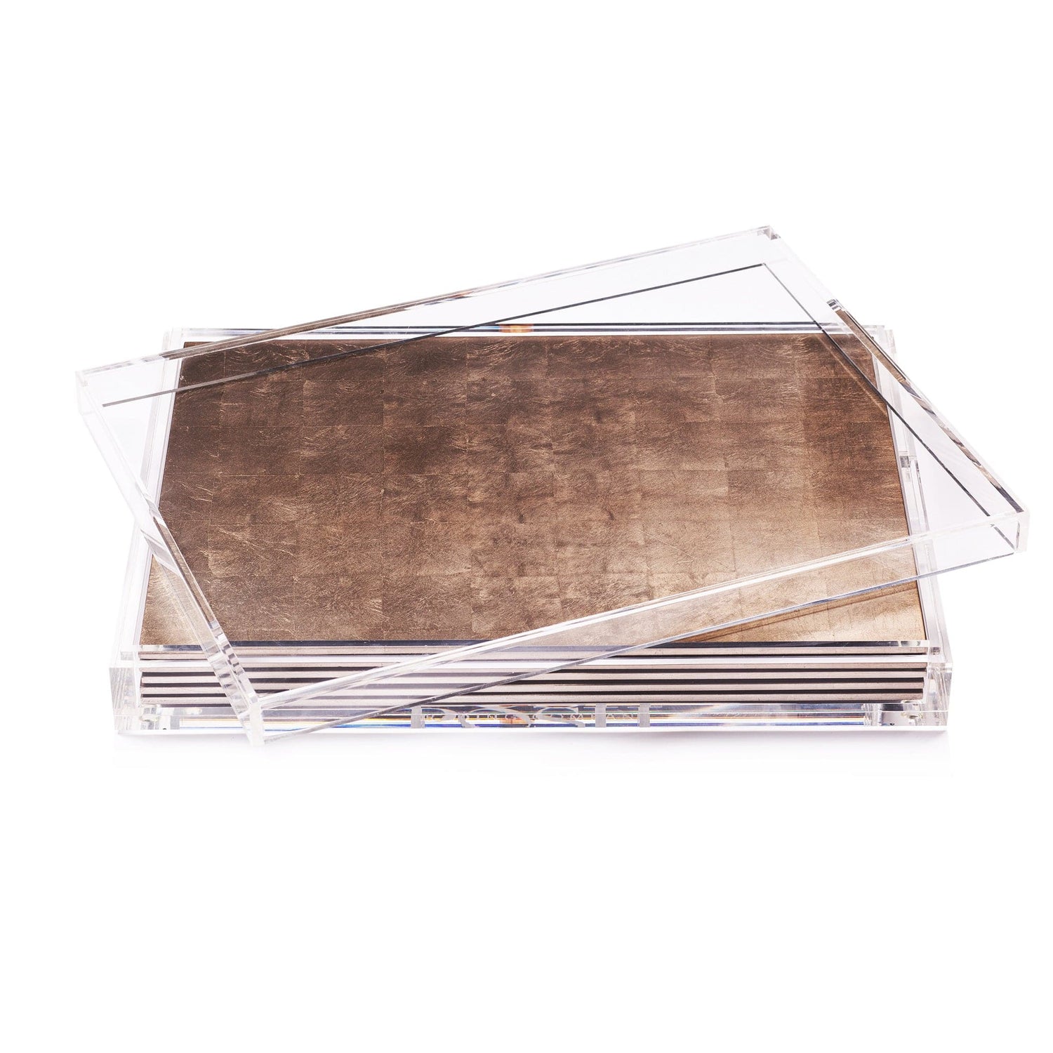 Servebox Clear Silver Leaf - Taupe