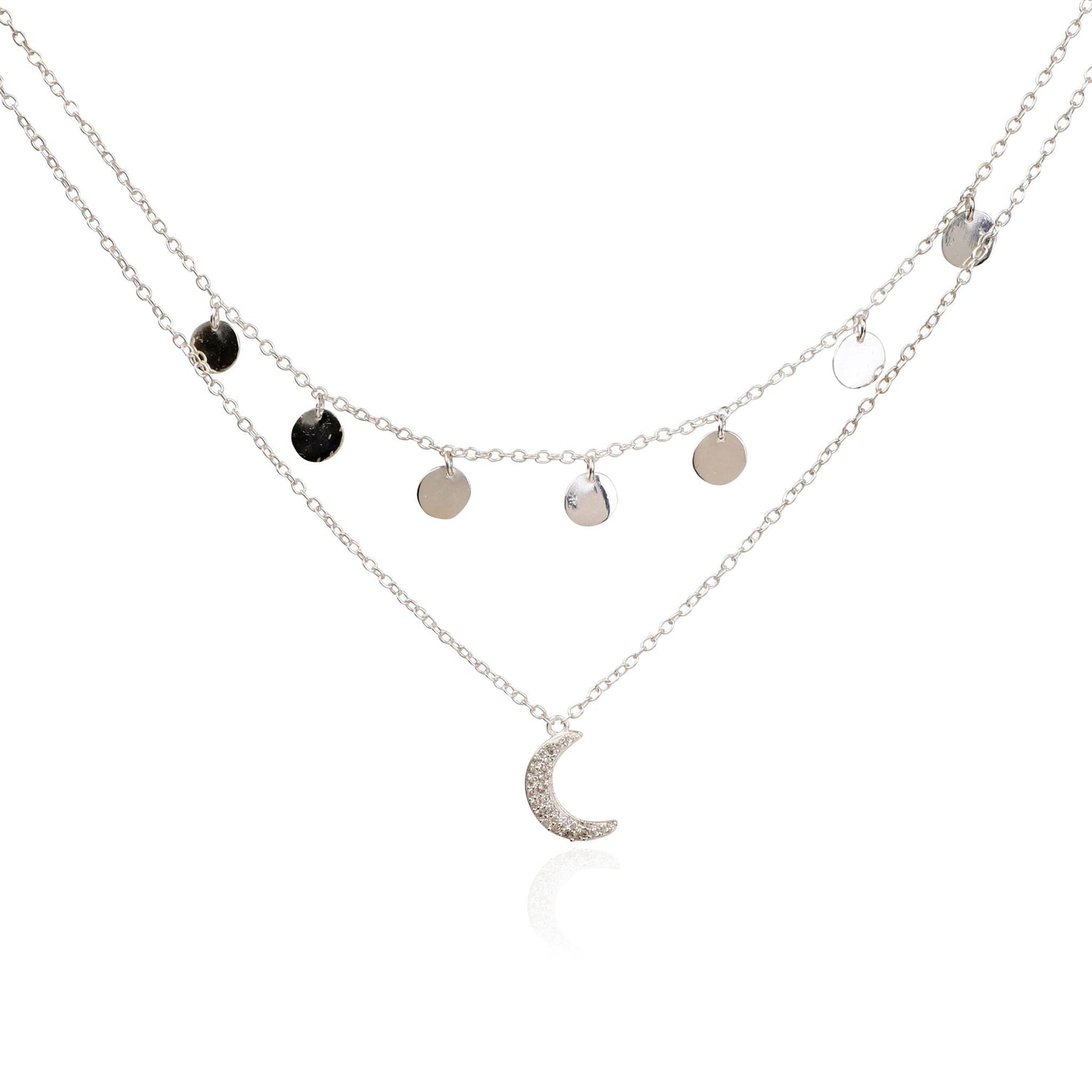 Star Gaze Double Layer Necklace Silver