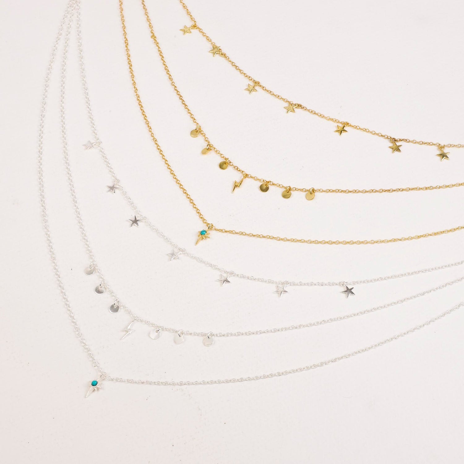 Star Gaze Triple Layer Night Sky Necklace Gold