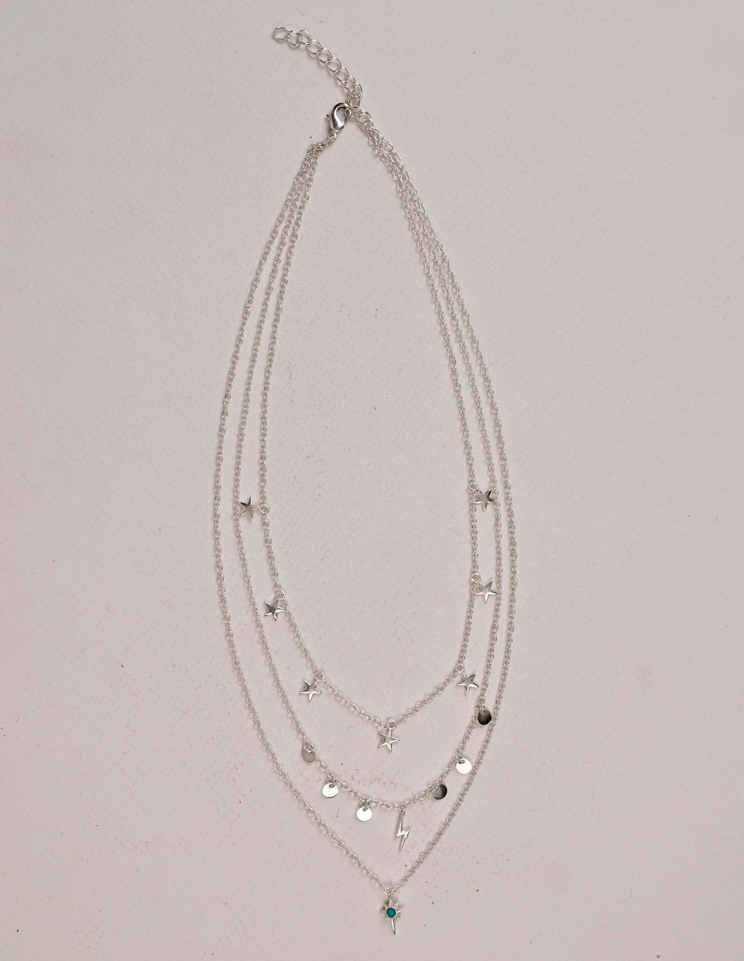 Star Gaze Triple Layer Night Sky Necklace Silver