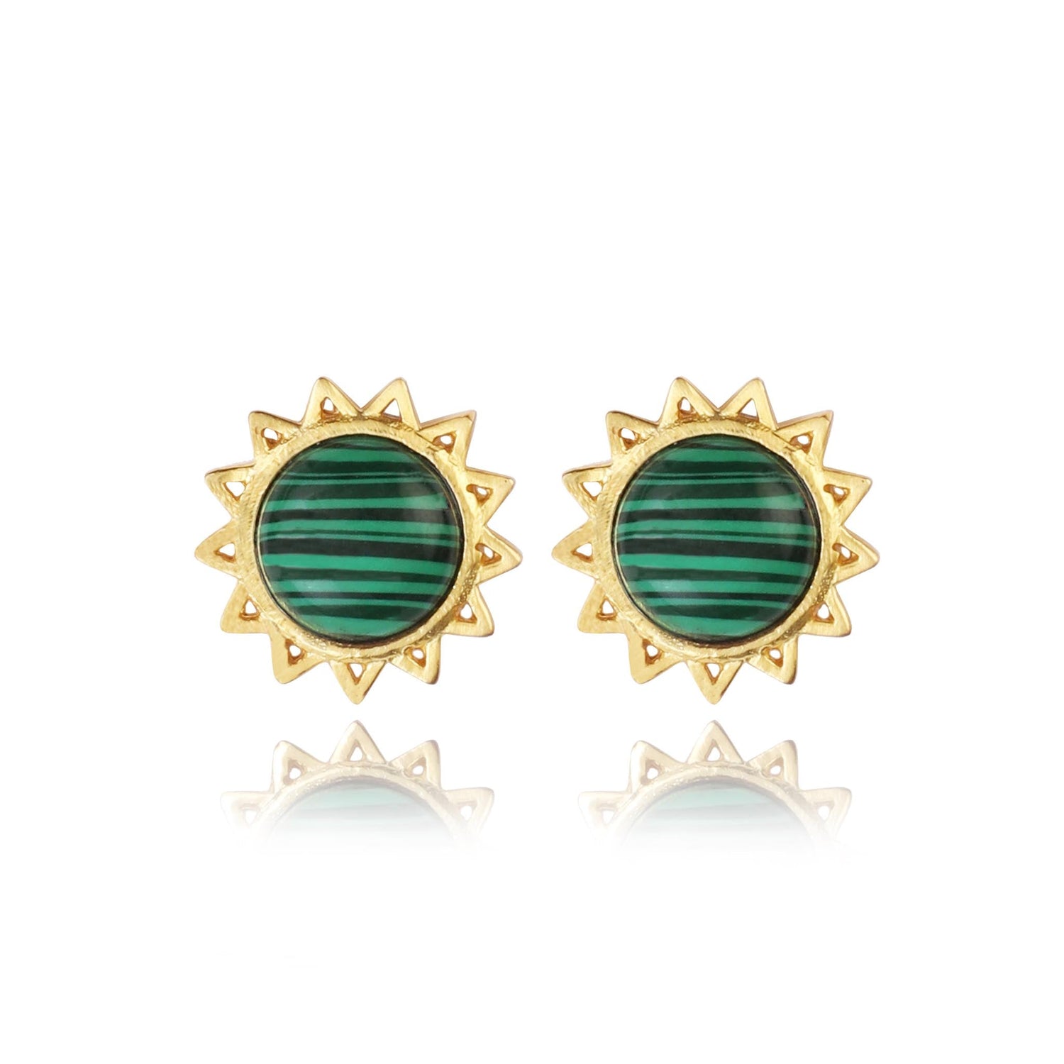 Malachite Stud Earrings"Stellar Elegance"
