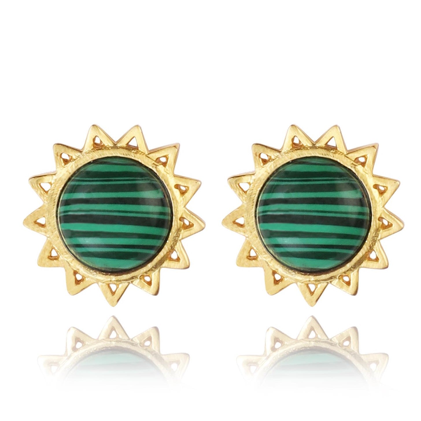 Malachite Stud Earrings"Stellar Elegance"