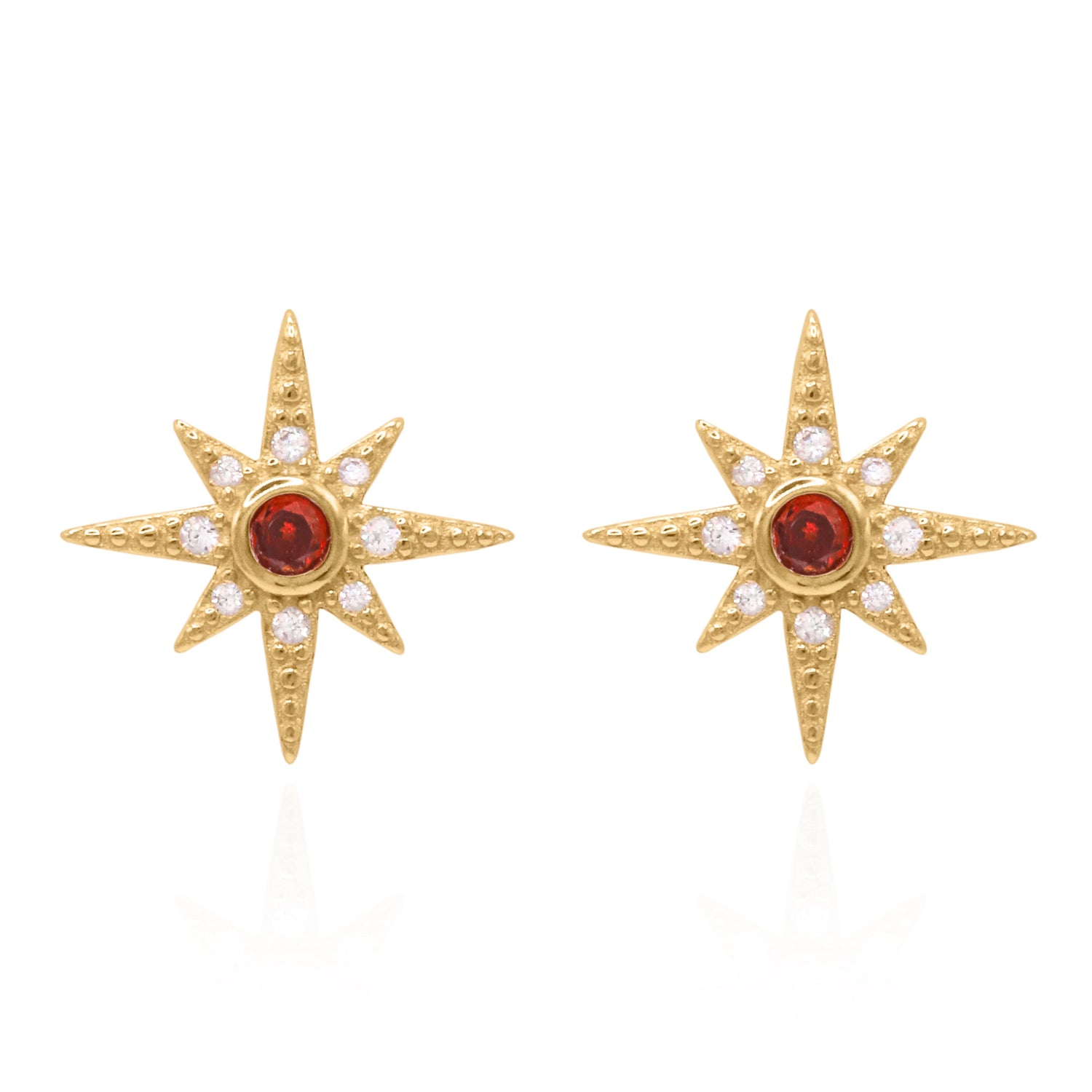 Ursa Birthstone Star Stud Earrings | 18K Gold Plated