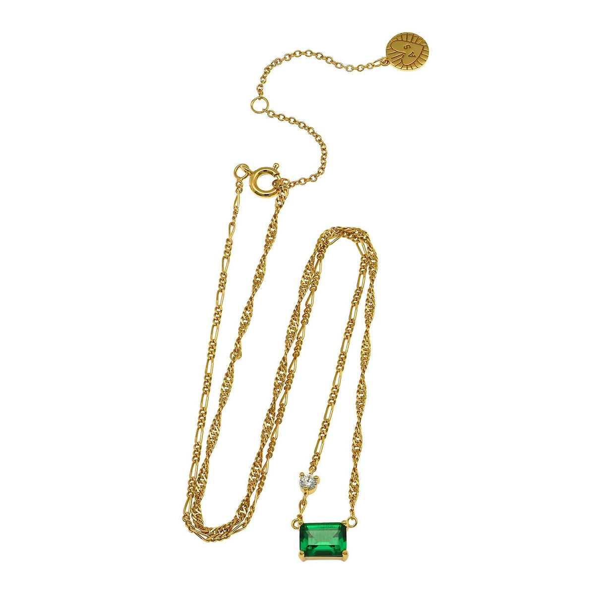 Lola Emerald Cut Necklace, Emerald Green & Gold