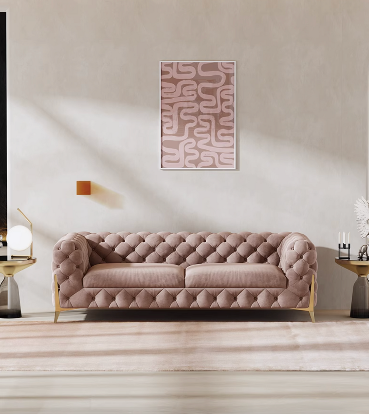 Aaron Two Seater Sofa, Velvet