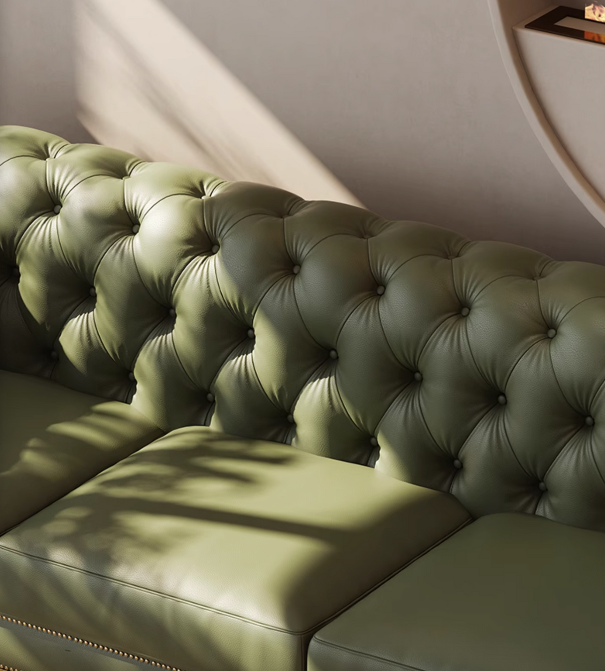 Abbado Chesterfield Three Seater Sofa, Real Leather