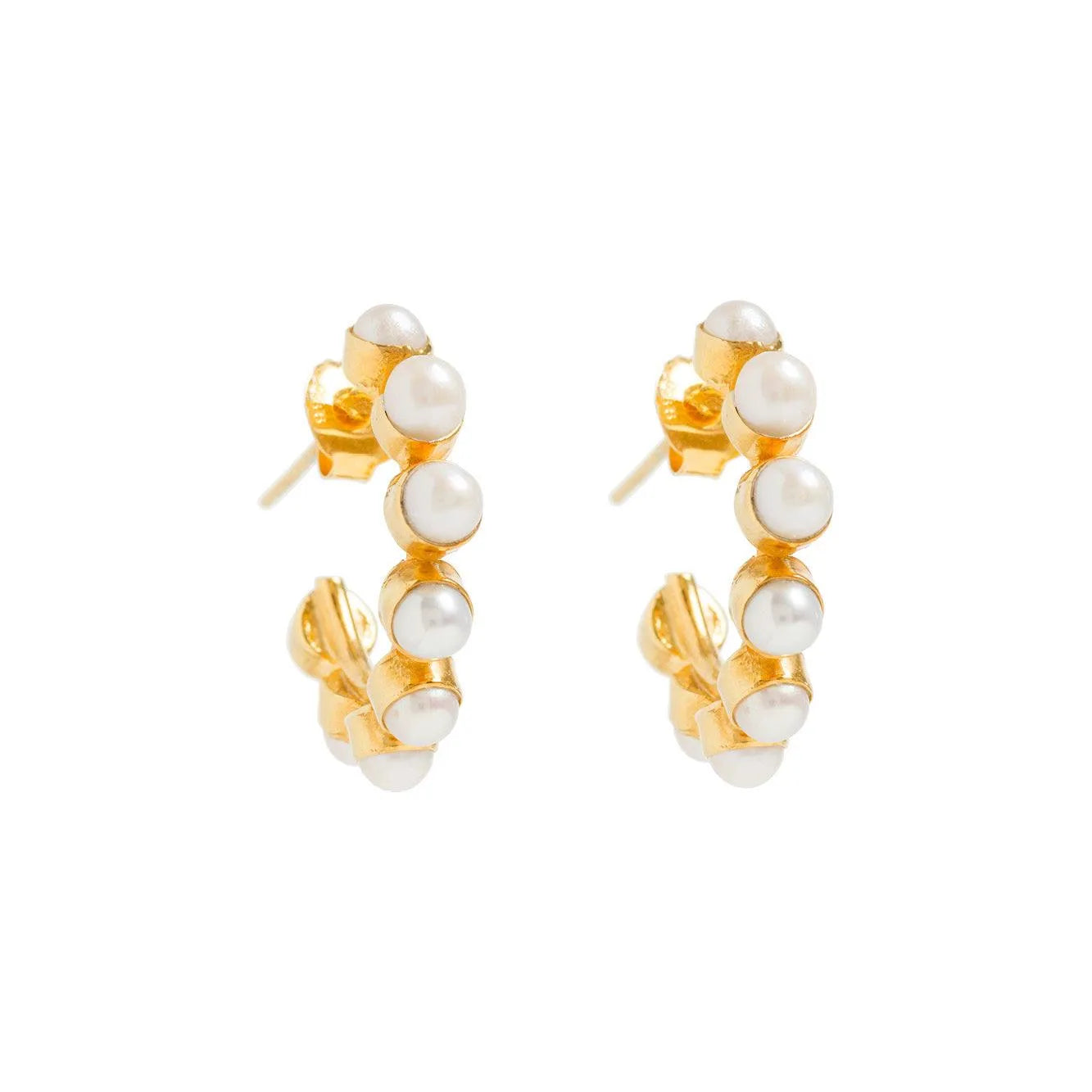 Mini Stud Pearl Hoops