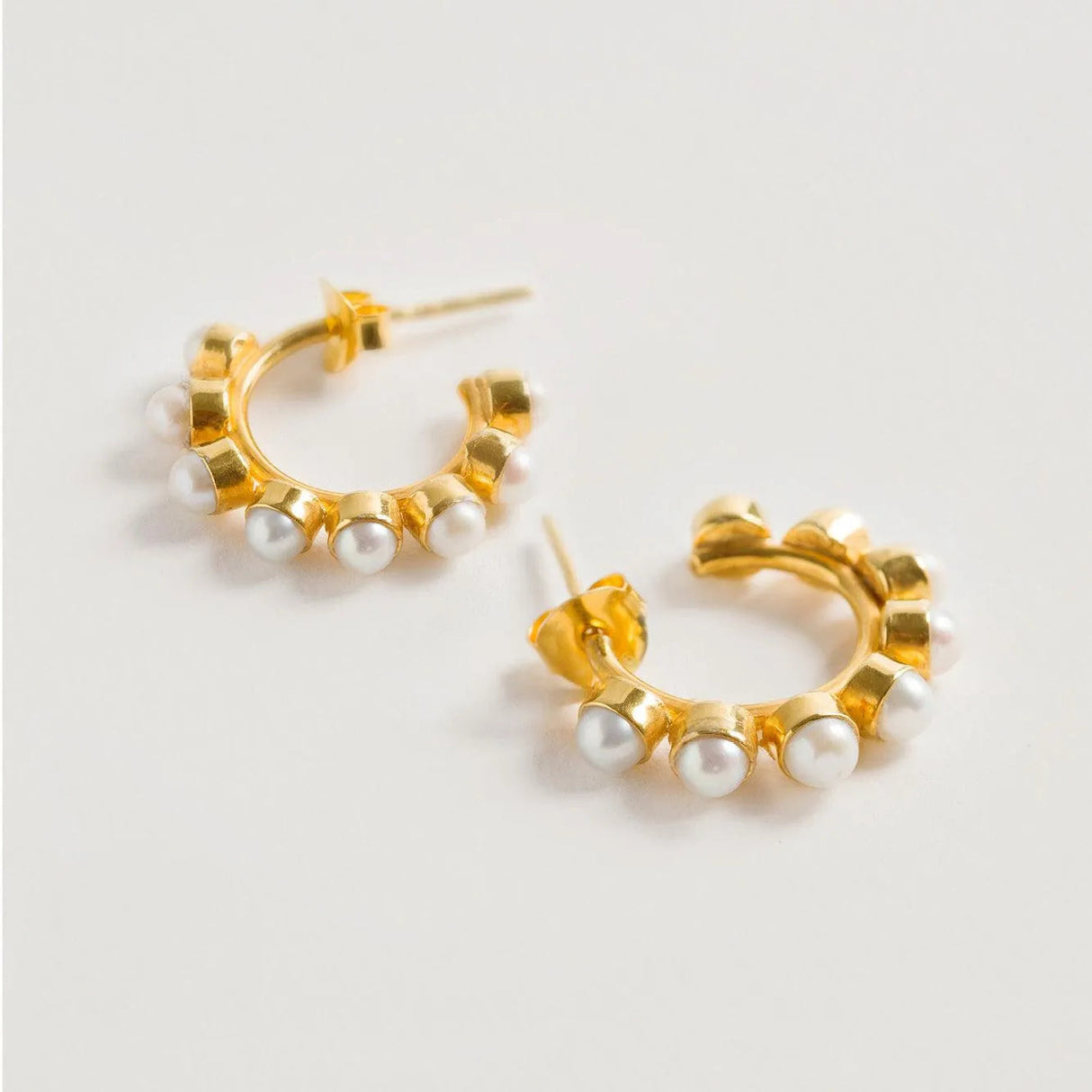 Mini Stud Pearl Hoops