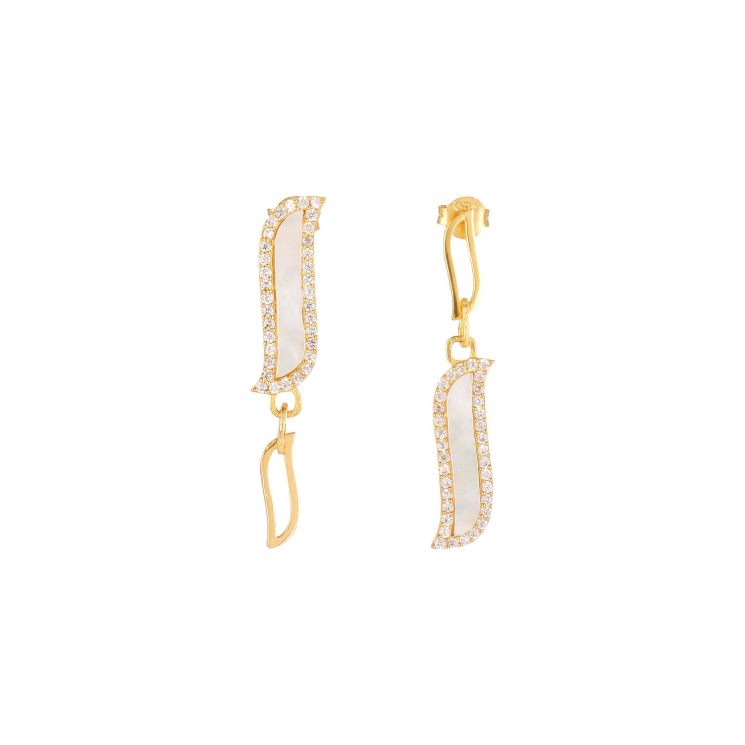 Asymmetric Earrings - Mother of Pearl "Wave Symphony"