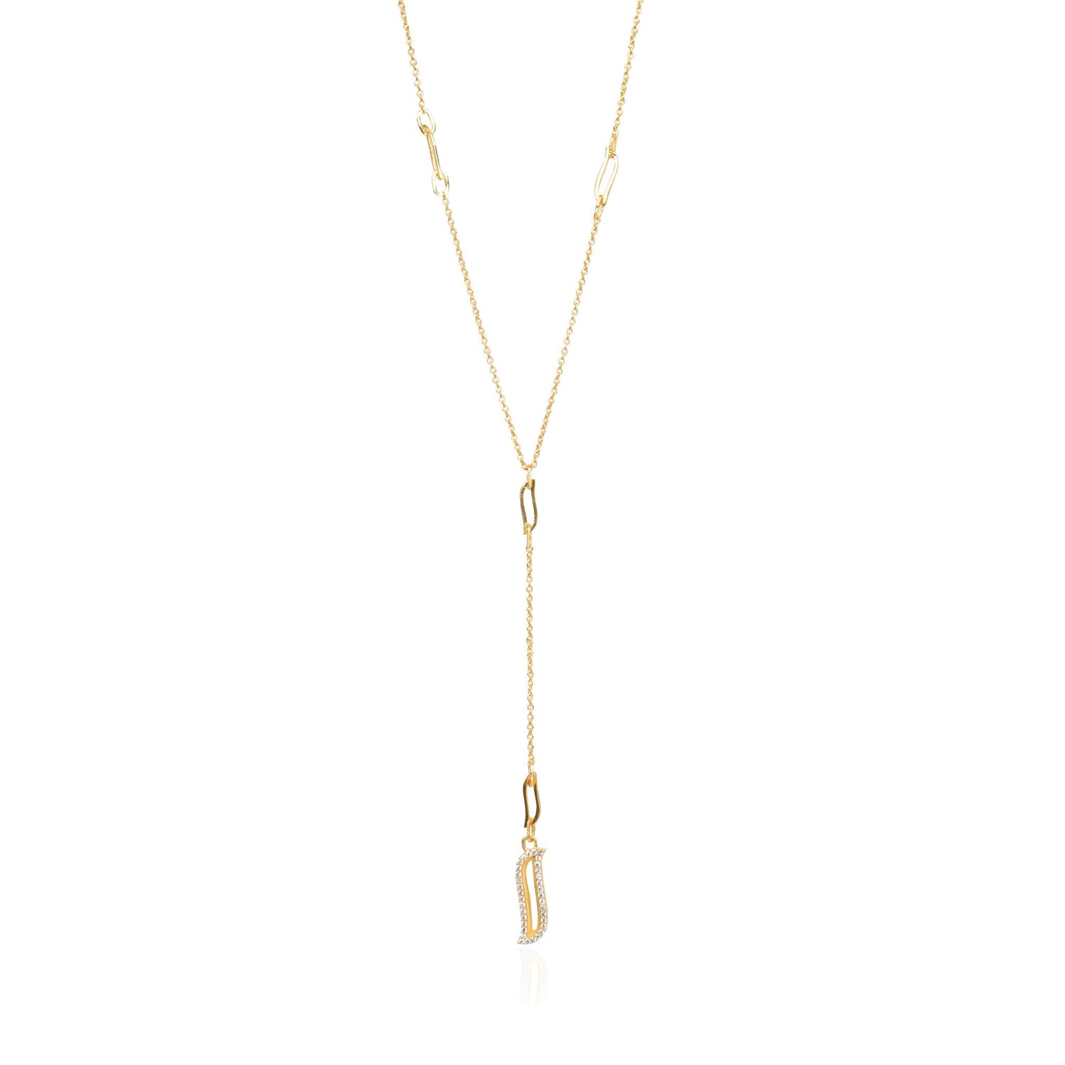Lariat Necklace - Cubic Zirconia "Wave Symphony"