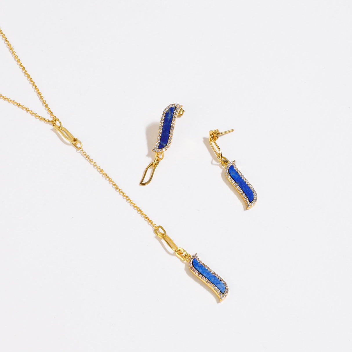 Lariat Necklace - Lapis Lazuli "Wave Symphony"