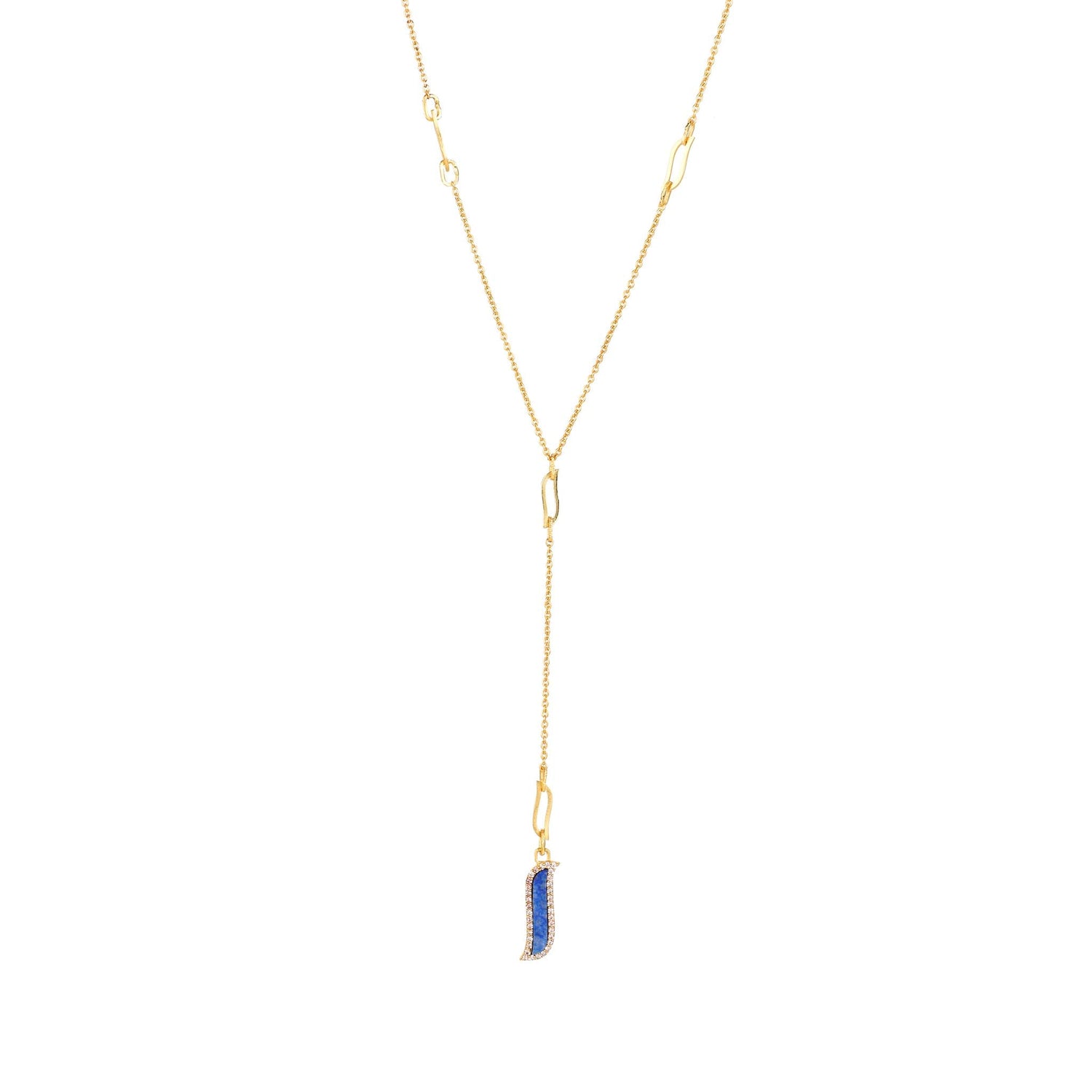 Lariat Necklace - Lapis Lazuli "Wave Symphony"