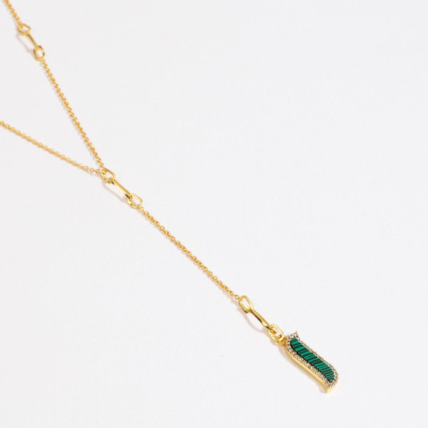Lariat Necklace - Malachite "Wave Symphony"