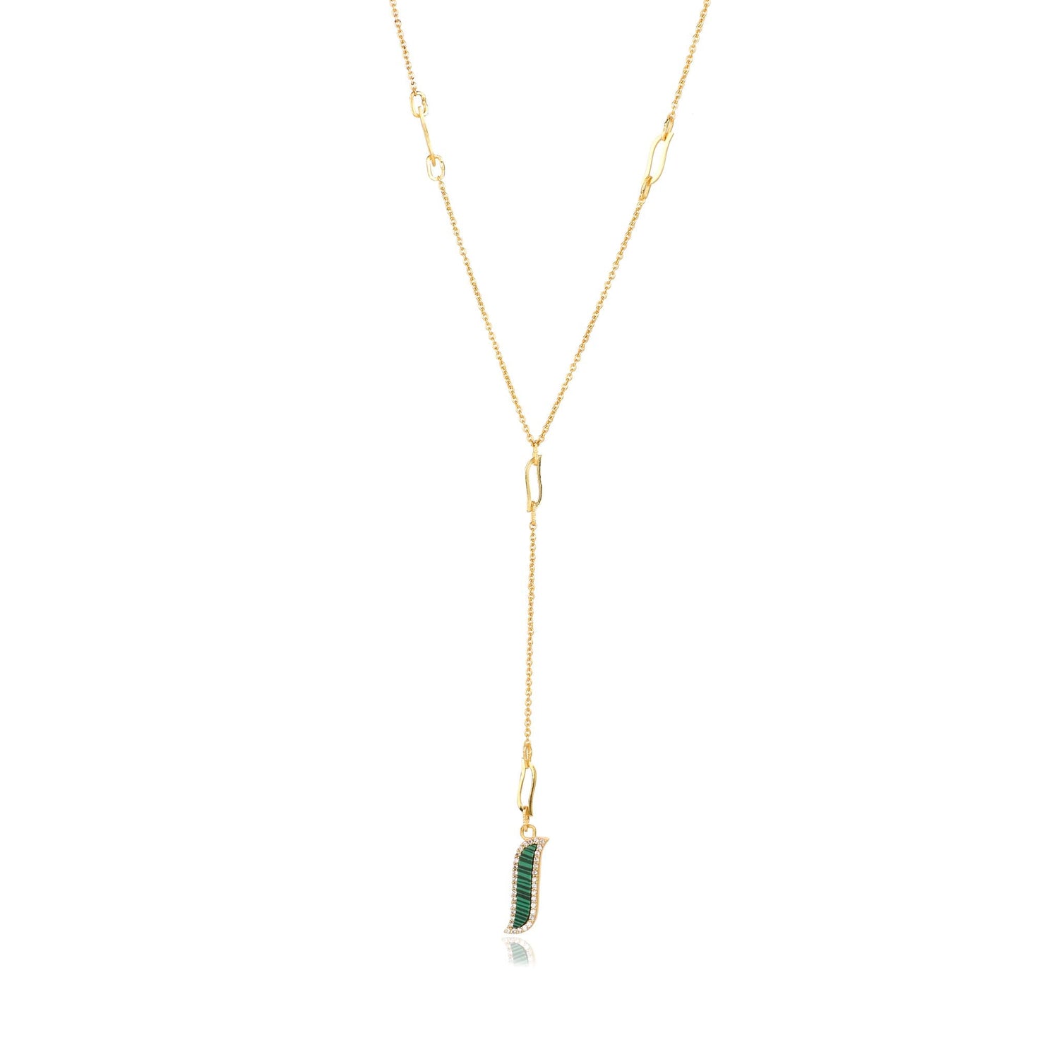 Lariat Necklace - Malachite "Wave Symphony"
