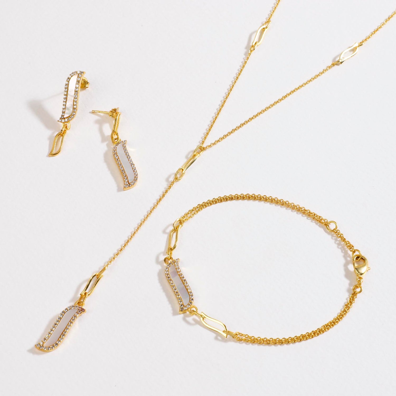 Lariat Necklace - Mother of Pearl "Wave Symphony"