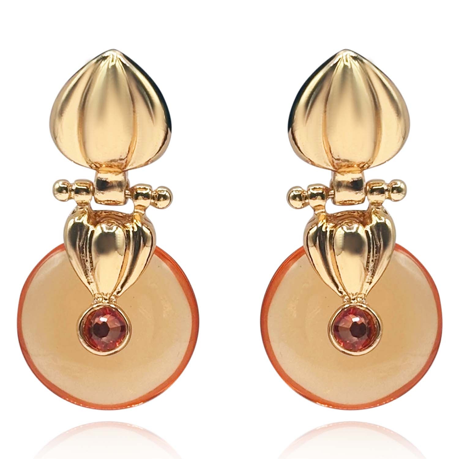 Gold Drop Earring With Topaz Resin Drop