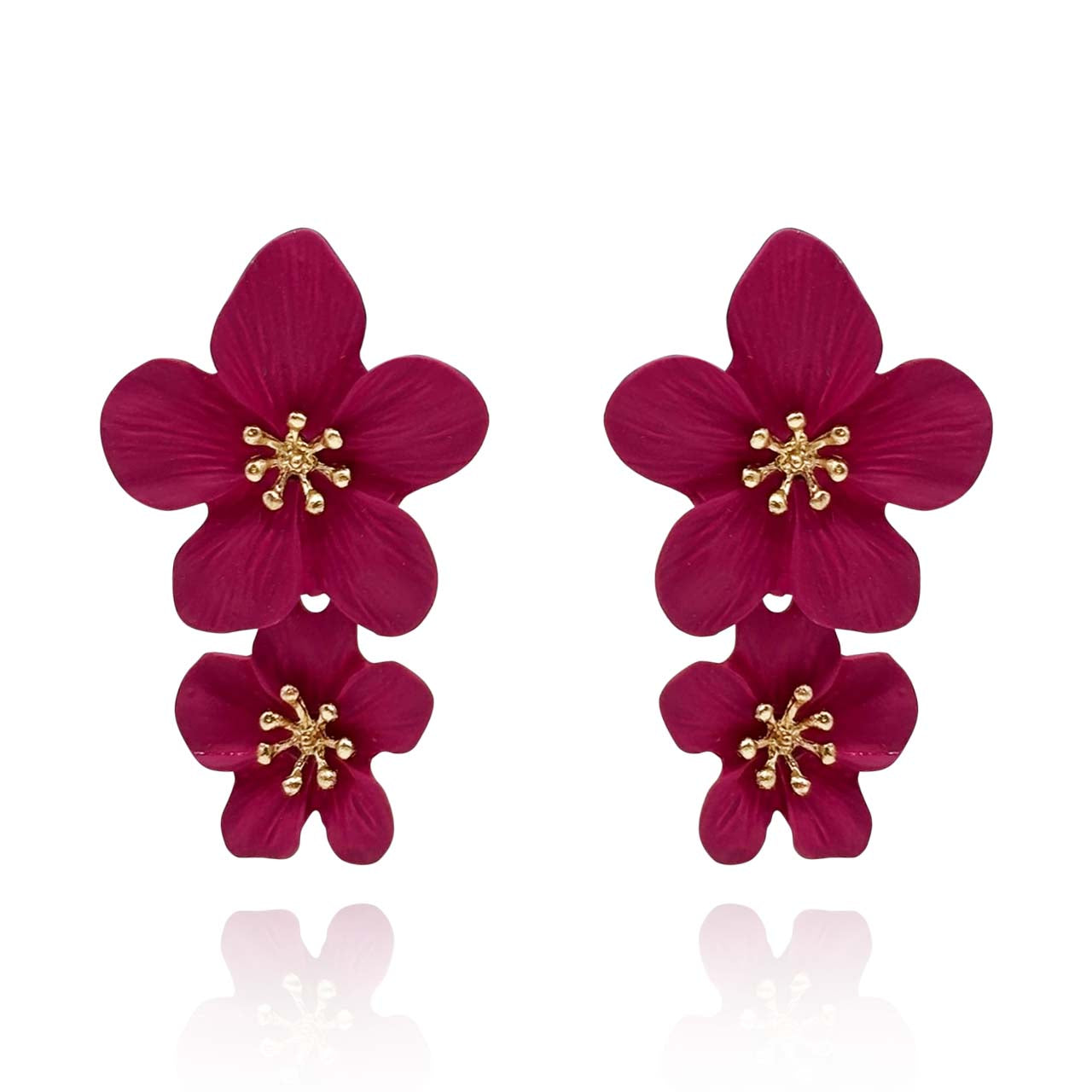 Fuschia Floral Earrings