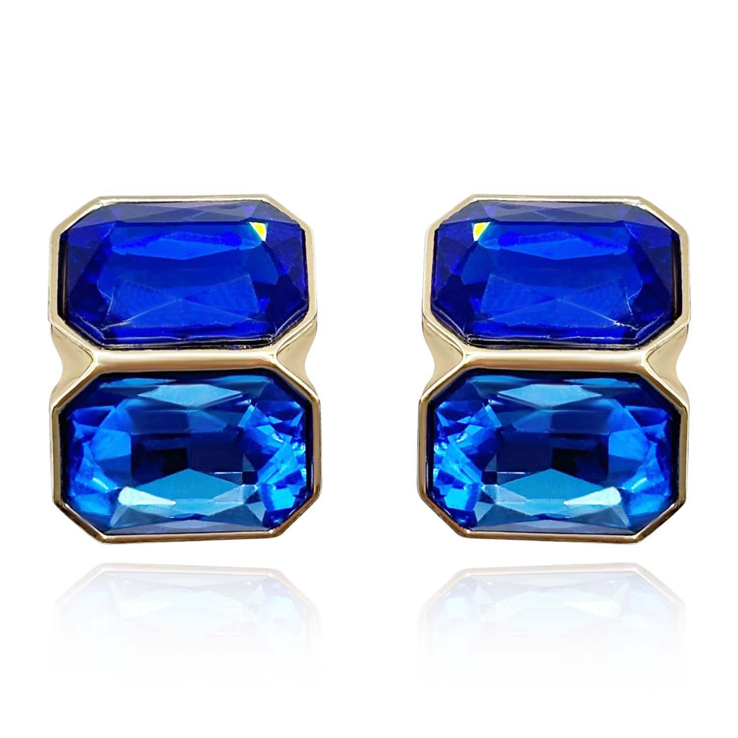 Sapphire and Light Sapphire Clip Earrings