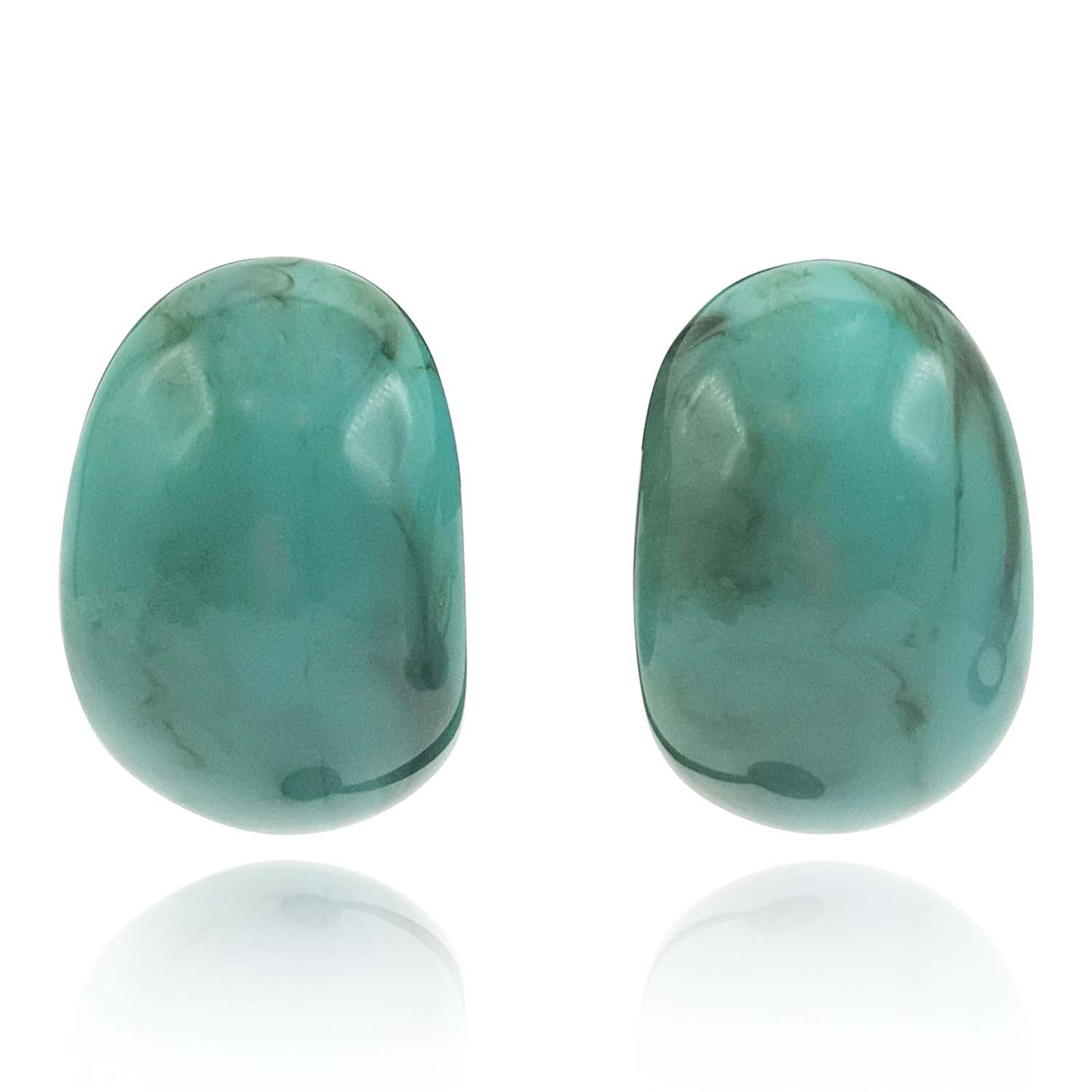 Turquoise Marbled Resin Semi Hoop Clip on Earrings