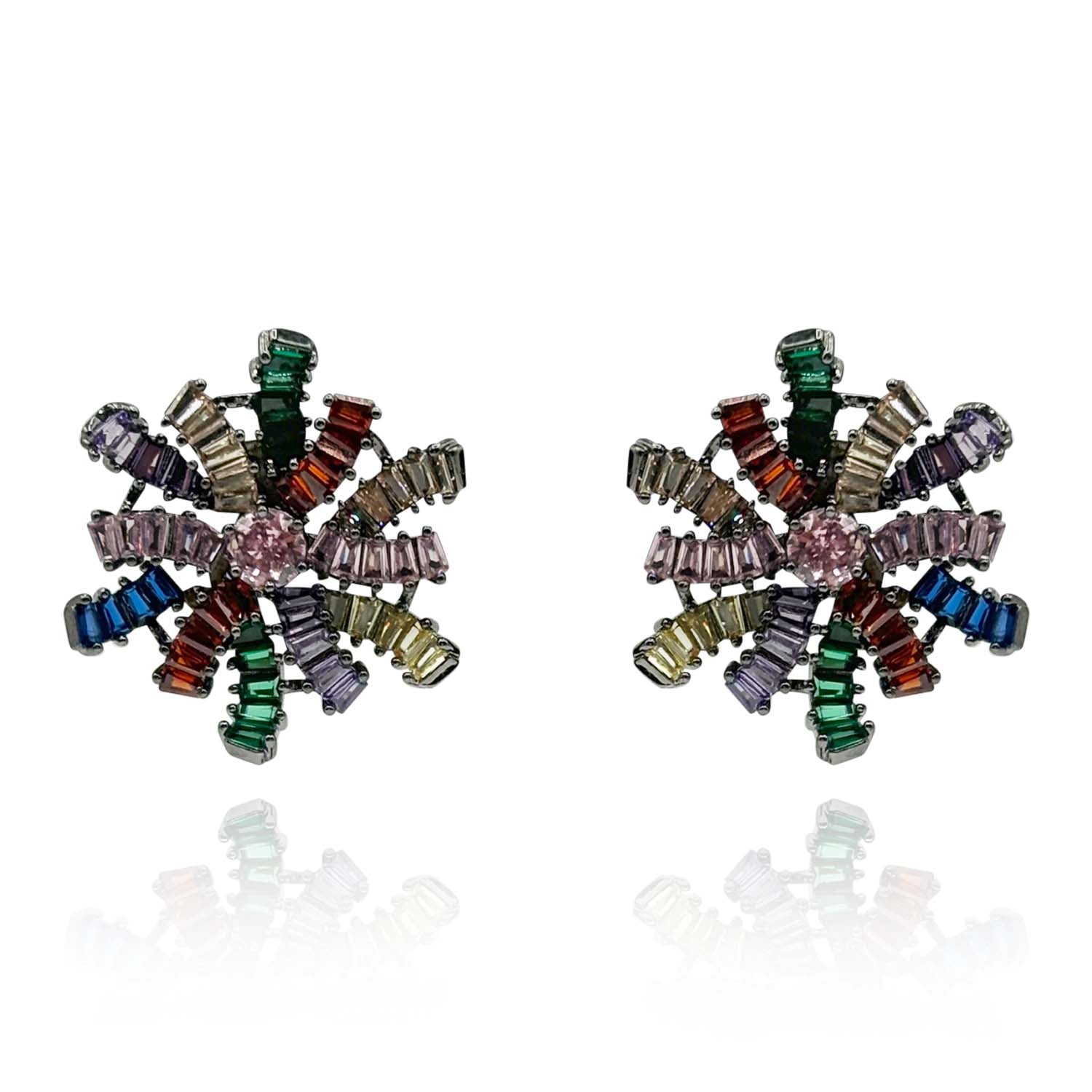 Multi Color Baguette Clip on Earring