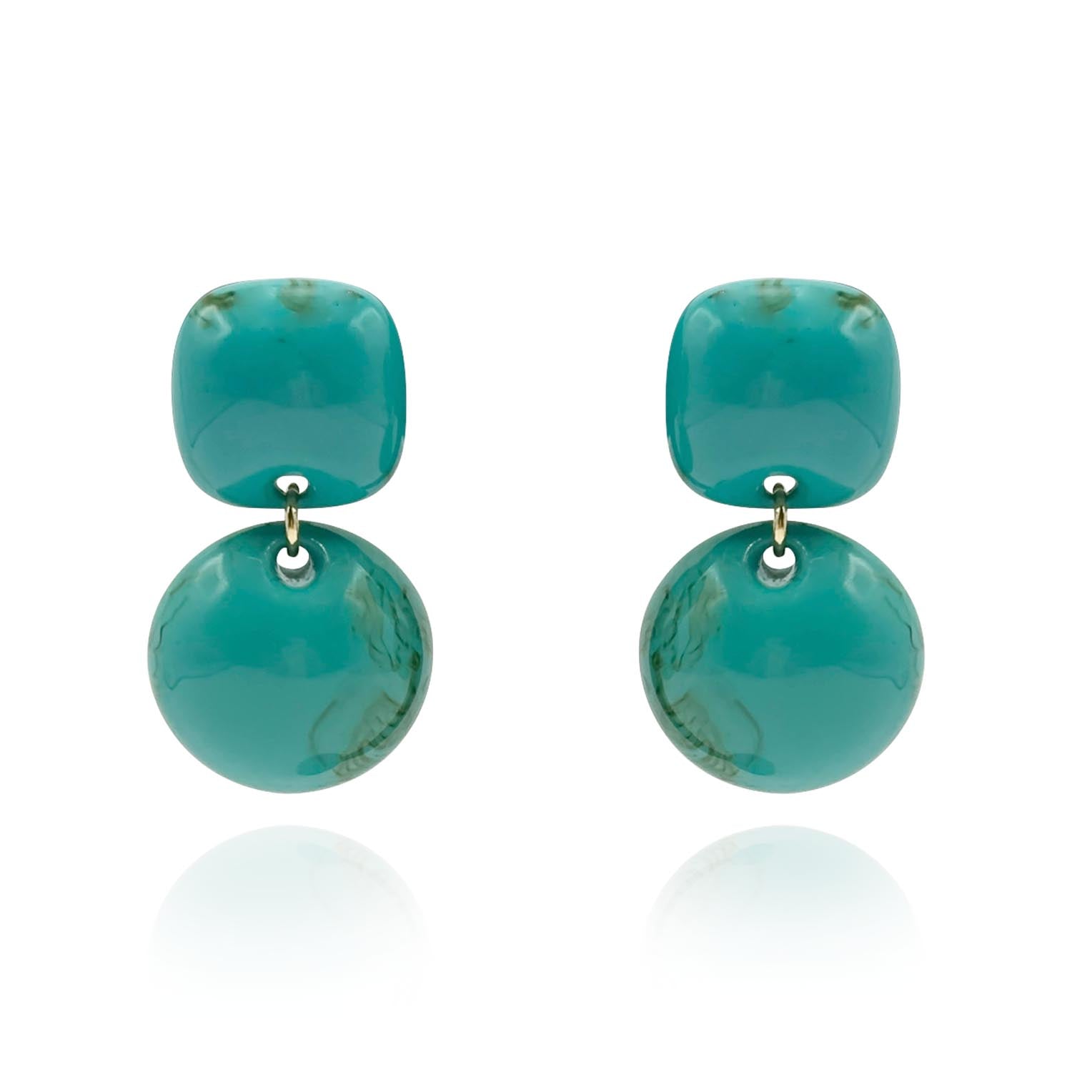 Turquoise Small Resin Clip-on Drop Earrings