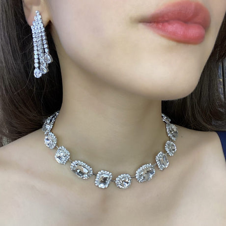 Crystal Stone and Pave Necklace