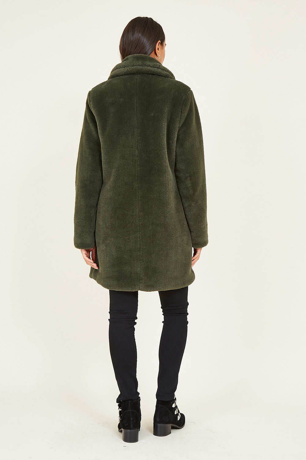 Yumi Green Faux Fur Coat