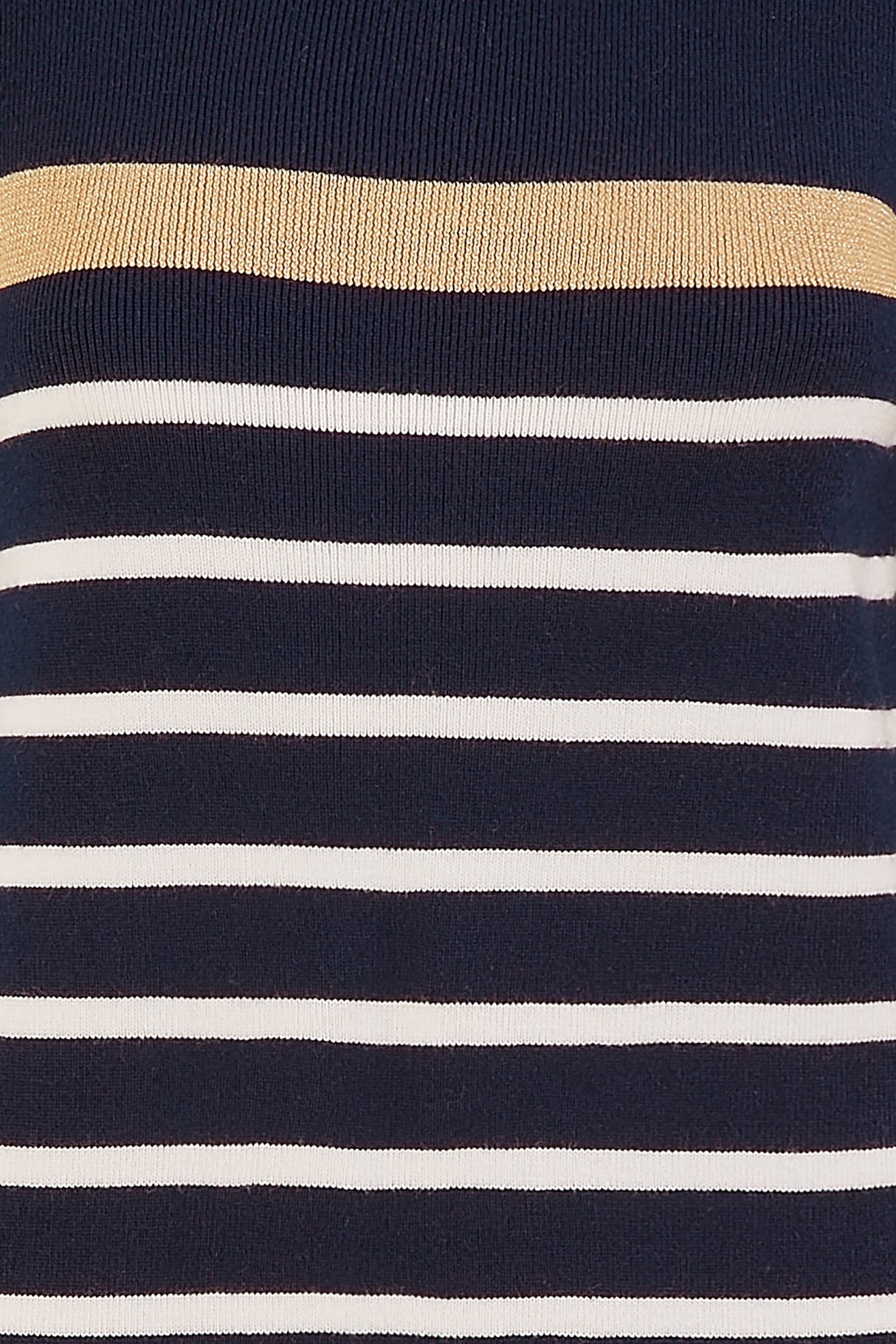 Yumi Navy Striped Knitted Dress With Button Cuff Detail