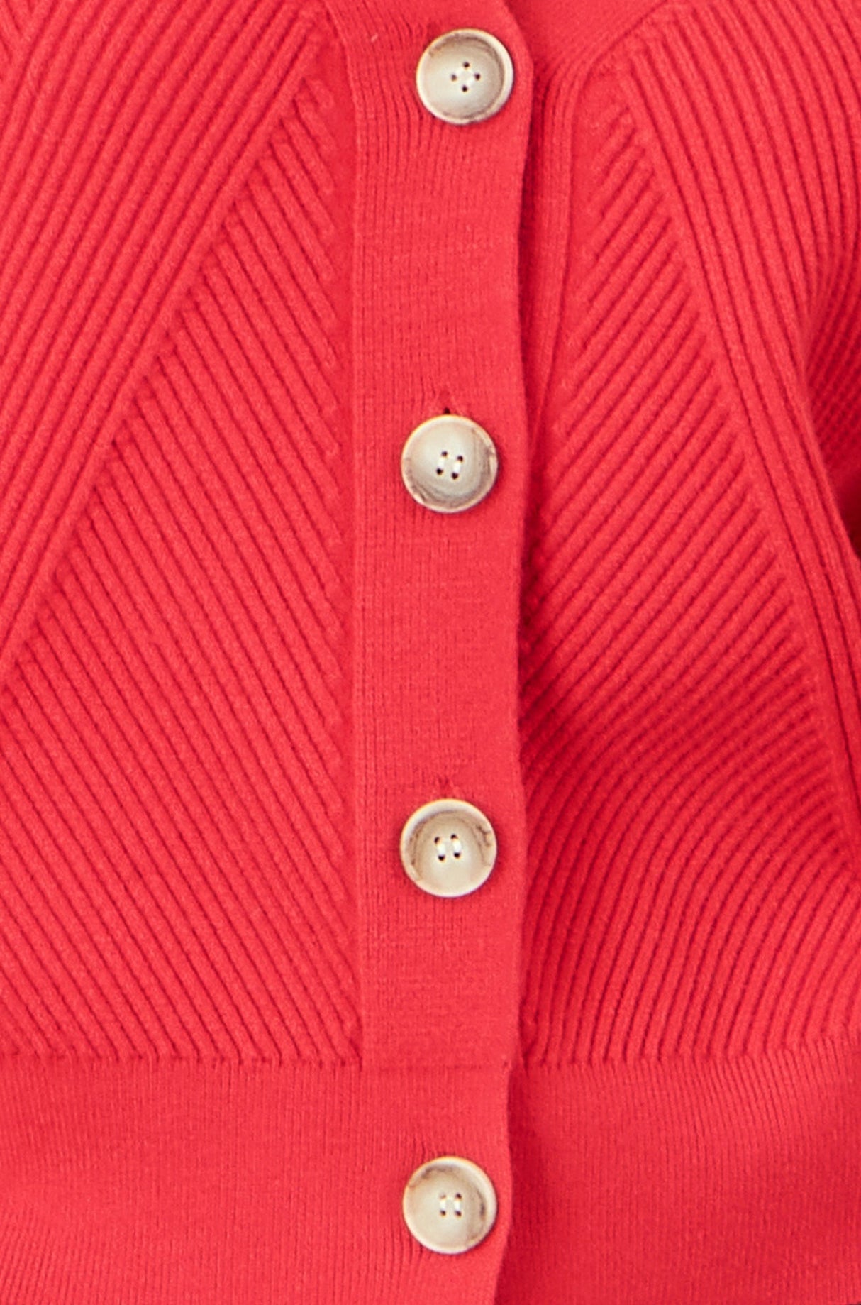 Yumi Red Relaxed Fit Cardigan With Stitch Detail
