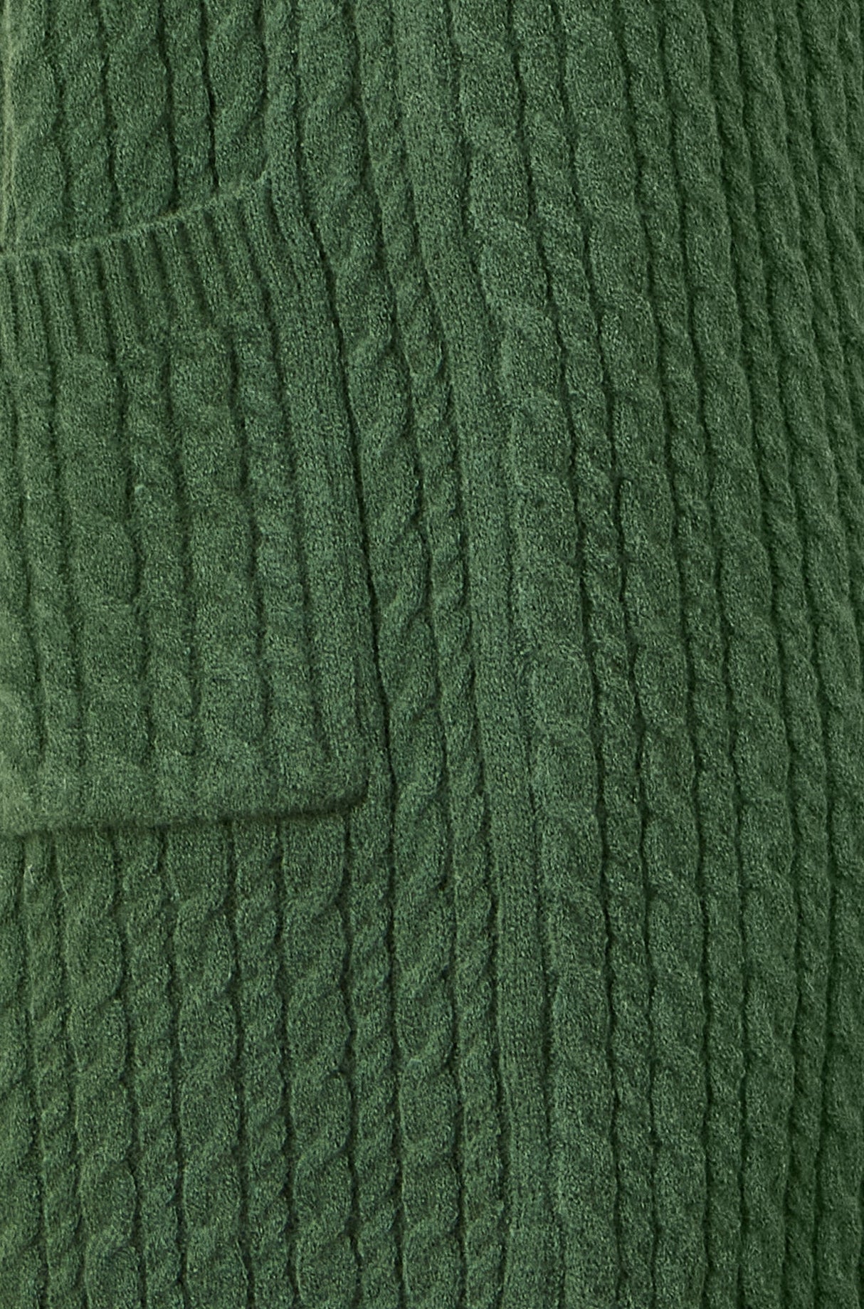 Yumi Green Cable Knit Edge to Edge Long Cardigan With Pockets
